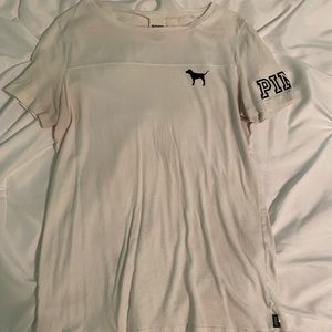 PINK white shirt with rainbow PINK on the back.